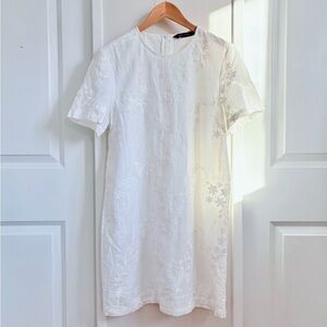 Zara White Embroidered Mini Dress
